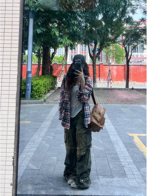 Men's Retro Color Block Distressed Plaid Long Sleeve Shirt Jacket - 2025 Autumn Collection