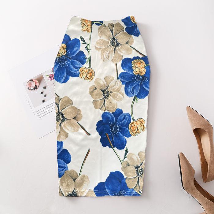Digital Print Women's Pencil Skirt - Hip-Hugging, Half-Length