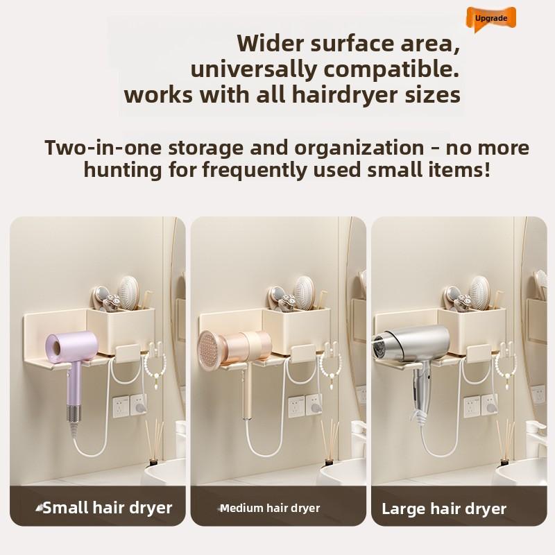 Hole-free Bathroom Storage Cord-winding Hairdryer Holder