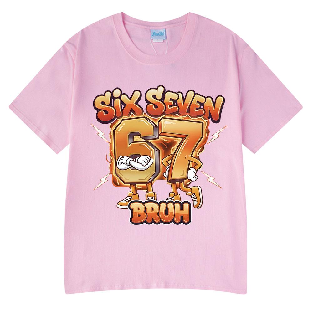Six Seven Bruh Funny Cartoon Brainrot 67 Meme T Shirts Unisexs Women Clothing Fashion Harajuku Cotton Casual Short Sleeve Tshirts
