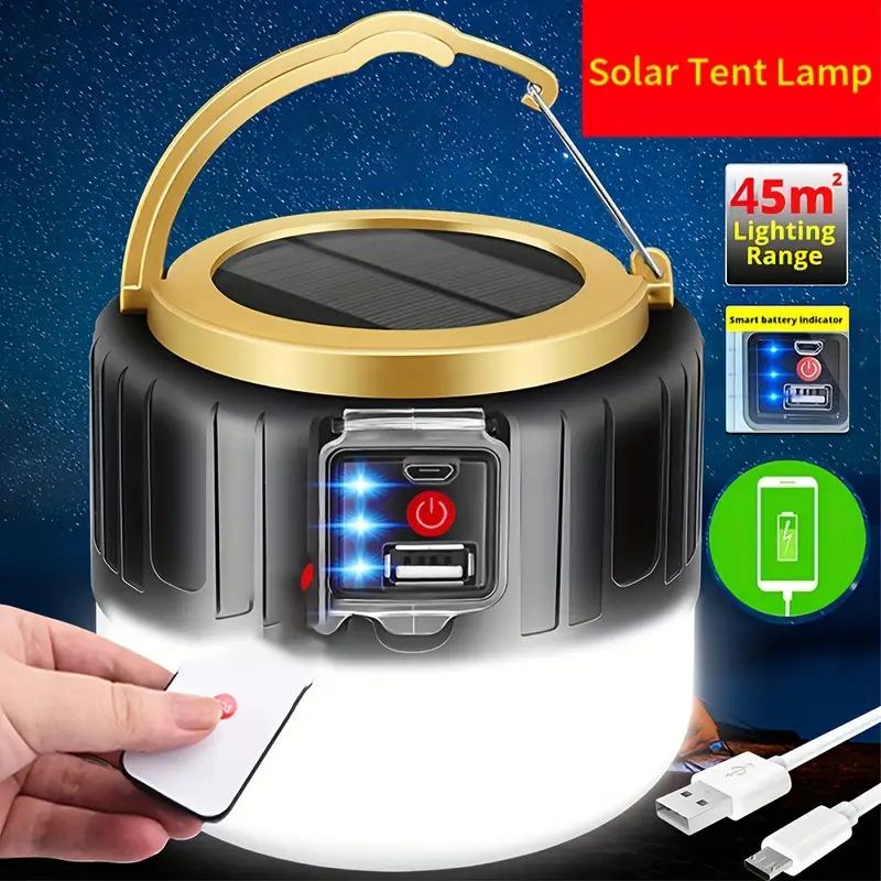 Solar & USB Rechargeable LED Camping Lantern, Portable, with Remote Power Bank Function for Emergency, Hiking, Fishing, ,Hurricane Camping Lighting