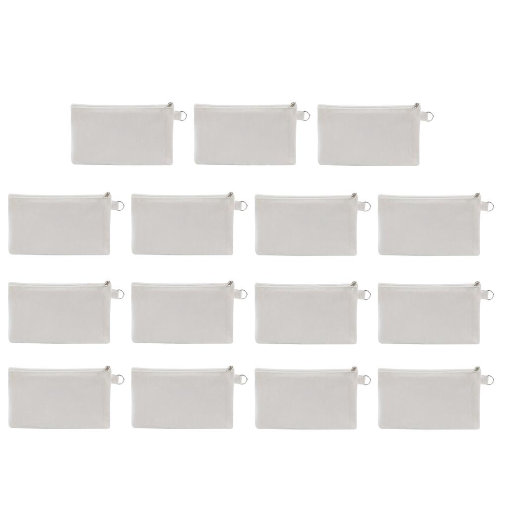15 Stück Stabile Leere Sublimations-Canvas-Reißverschluss-Aufbewahrungstaschen Perfekt für Reisen, Schulbedarf und Bastelarbeiten