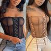 Vest Tops For Women Sexy See Through  Bustier Corset Strapless  Crop Tops  Boned Corset Sexy Tube Top Perspective Style