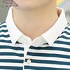 Men's Striped Cotton Blend Long Sleeve Polo Shirt