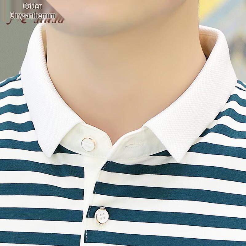 Men's Striped Cotton Blend Long Sleeve Polo Shirt