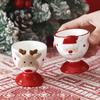Christmas Santa/Elk Ceramic Eggs Cup Decorative Small Wine Cup Elegant Porcelain Drinkware Holiday Table Decoration