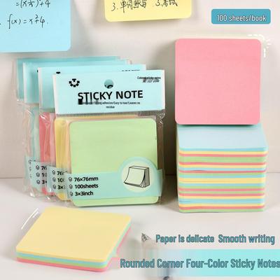 Colorful Round Corner Sticky Notes - Creative Tearable Memo Pads for Office & Student Use