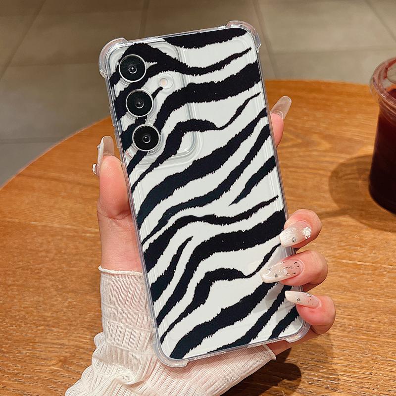 

Cow Stripe Pattern Phone Case For Samsung Galaxy A57 A37 A17 A56 A16 A55 A36 A26 A15 A35 A54 A53 5G Clear Shockproof Soft Cover Galaxy A14