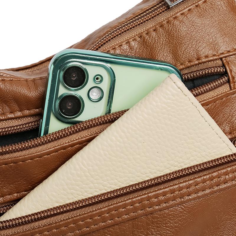 Geantă de damă cu buzunare multiple Geantă pătrată mică Pu de capacitate mare Geantă crossbody Geantă de umăr pentru mamă de vârstă mijlocie