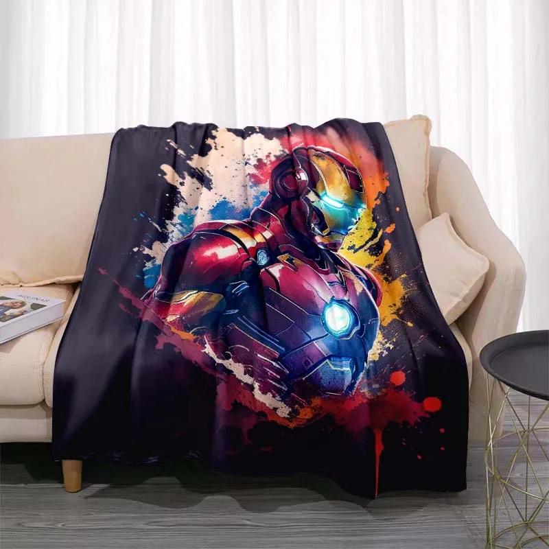 Manta Cálida de Dibujos Animados de Iron Man para Habitación, Suave y Cómoda, Portátil para Viajes y Picnic, Regalo para Familiares o Amigos