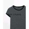 MD Spring/Summer New Arrival Women's Clothing Casual Preppy Style Comfortable Cotton Contrast Color Stripes Round Neck Short Sleeve T-shirt 6205545