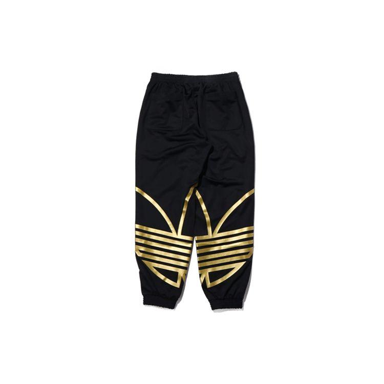 Adidas Originals Trefoil Gráfico Metálico Punho Calças de Treino de Tricô Respirável Masculino Parte Inferior Preto FS7325