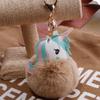 Pompom Keychain Faux Rabbit Fur Ball Licorne Key Chain Horse Pompon Bag Car Keyring Key Holder