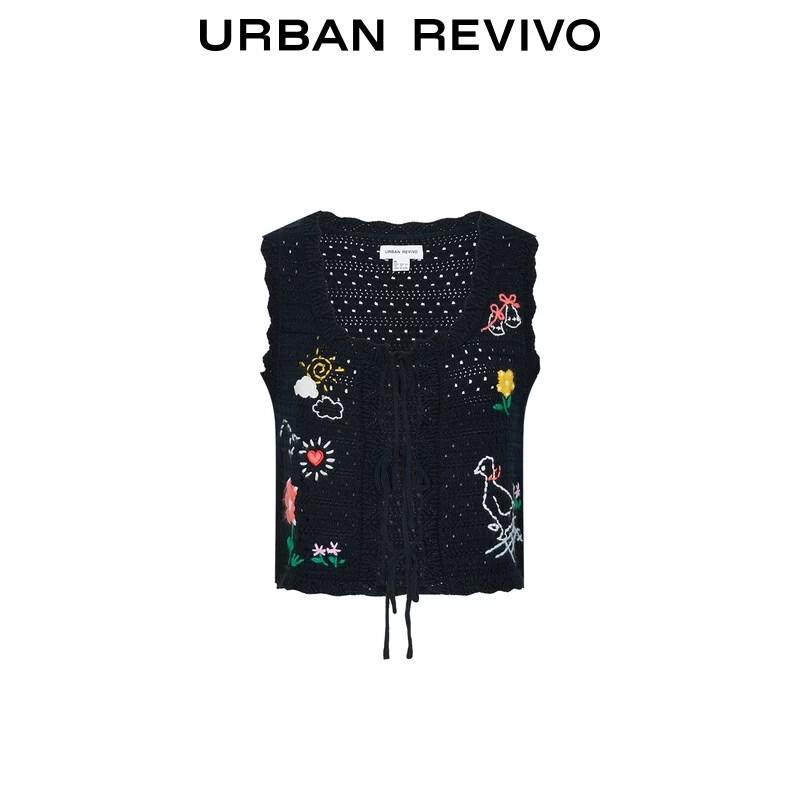 UR Women's Romantic Embroidered Hollow-out Knit Cardigan