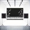 2D Blackboard Music Theme Backdrop Piano Keys and Notes for Musician Party Background