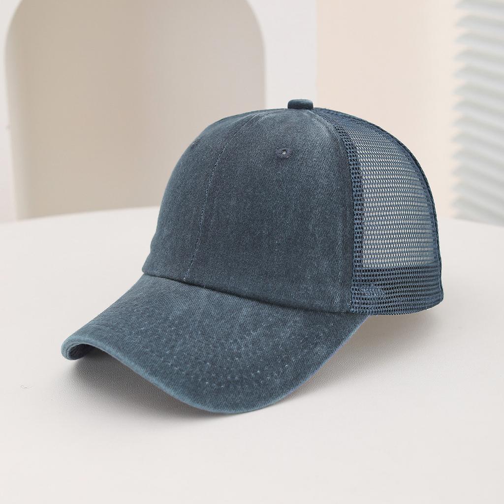 Casual Water-washed Mesh Baseball Cap, Adjustable Curved Brim Baseball Cap, Summer Sweat-absorbing and Breathable Sun Hat