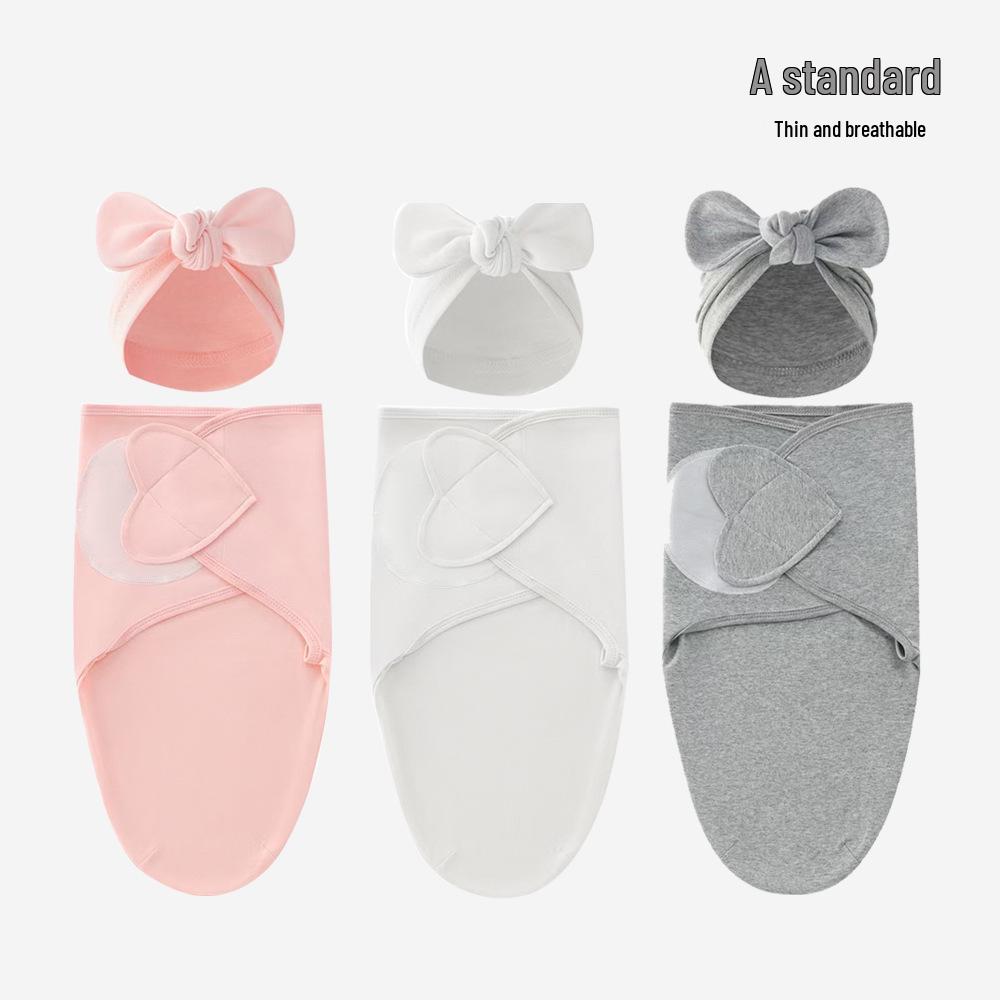 Newborn Swaddle Set: Silk Sleep Bag & Heart Blanket with Indian Hat