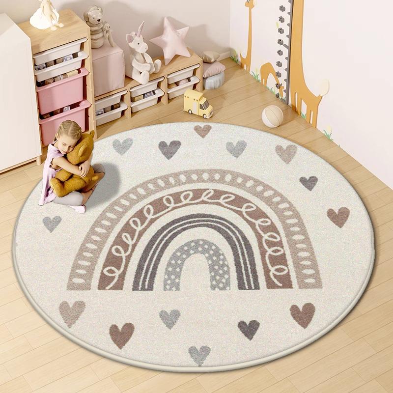 Road Round Mat for Children Cute Cartoon Children Room Area Rug Home Living Room Carpet Non-slip Soft Hanging Basket Chair Mats