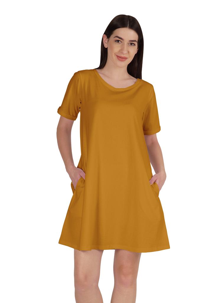 Inkmeso Vestido swing com bolsos verão algodão túnica camiseta vestido para mulheres