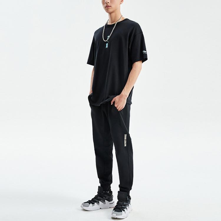Li-Ning X Disney Co-Branded Sports Fashion Series Themed Print Loose-Fit Round Neck T-Shirt Men Tops Black AHSR205-1