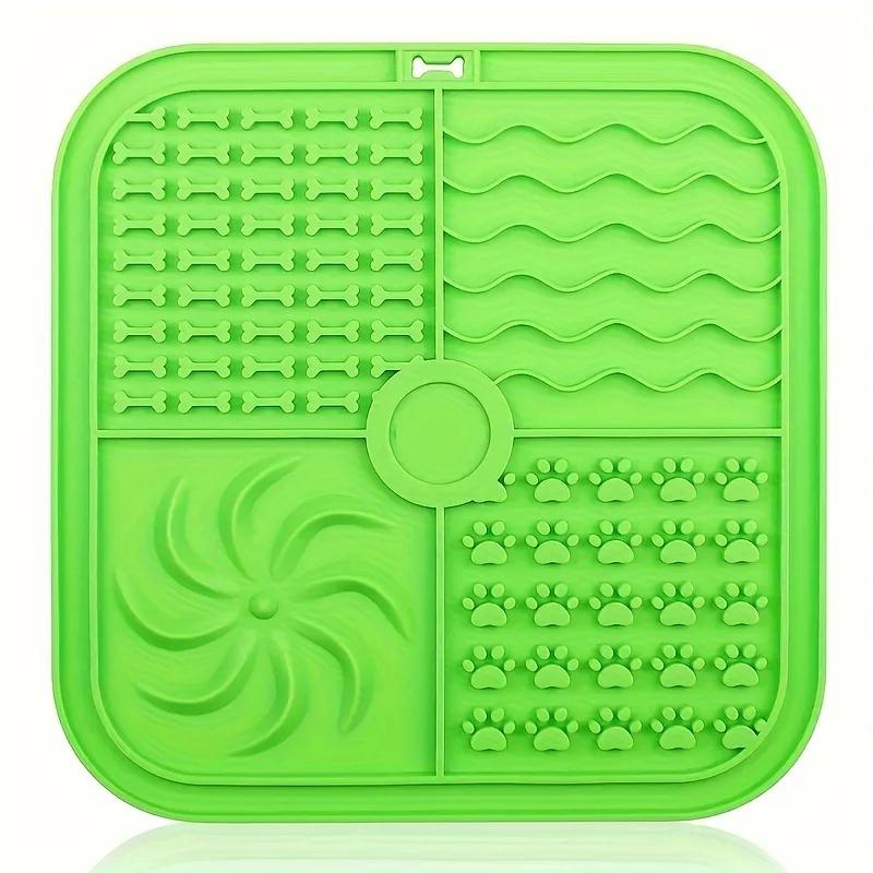 

Pet Licking Pad Silicone Pet Utensils Suction Cup Licking Pad Slow Feeding Pad Anti Choking Slow Feeding Pot Dog Licking Pad зелёный