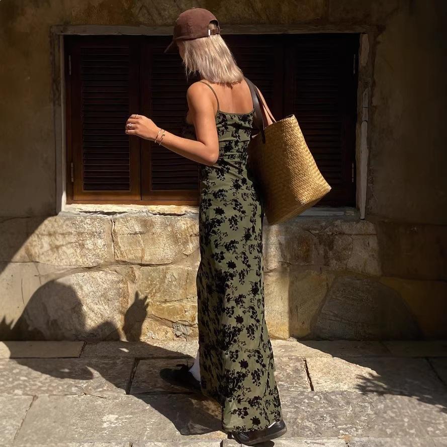 Retro Vacation Floral Halter Dress