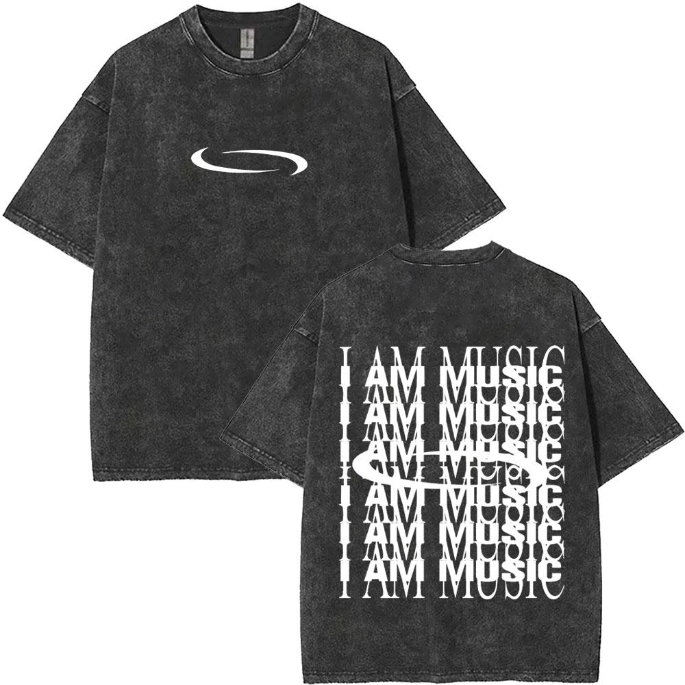 Retro Washed Playboi Carti I AM MUSIC Logo T Shirt Opium Ken Carson Narcissist Rap Tshirts Men Hip Hop Vintage Oversized Tshirt