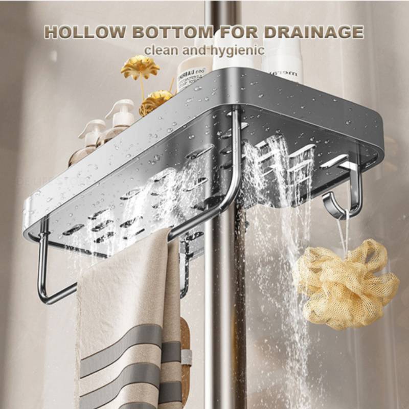 Modern Minimalist Plastic Bathroom Wall Shelf With No Drilling For Shower And Kitchen Storage