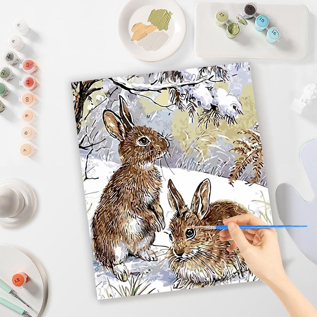 Rámová malba podle čísel Sady pro dospělé Sady Králík Dárek Sníh Krajina Ruční práce Obraz Pro domácí dekorace 40x50