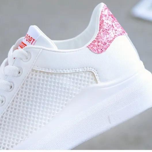 Boty Dámské Běžecké Jaro Podzim Móda Bílé Prodyšné Vyšívané Květiny Šněrovací Ležérní Tenisky Zapatos De Mujer