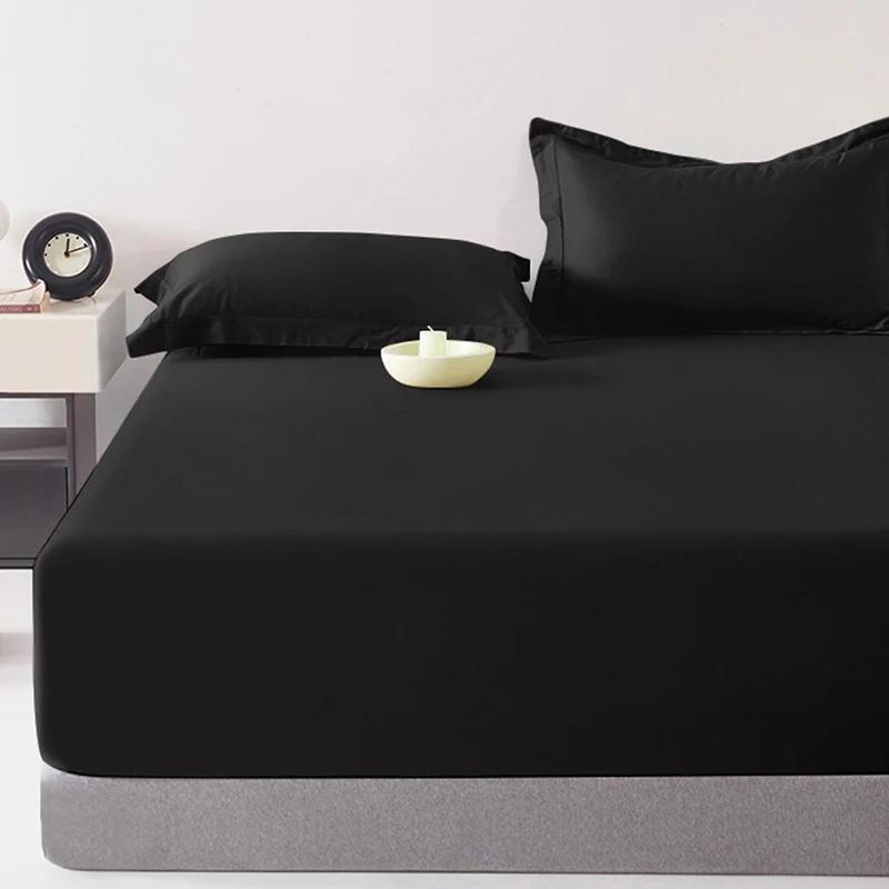 1 Ultra-tiefe Tasche Bettlaken, Schlafzimmer rein Schwarz Matt Bettlaken, Weiche und atmungsaktive Bettwäsche (Geeignet für 45-60 cm Matratzen)