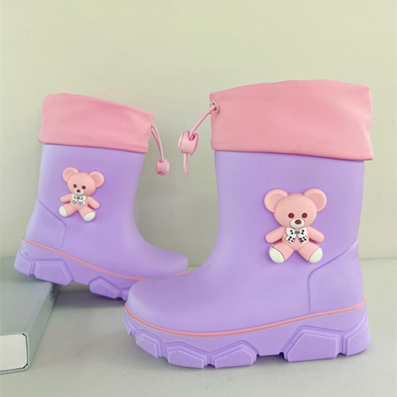 2025 pantofi de ploaie pentru copii, desene animate, rezistenți la uzură, călduroși din catifea și antiderapanți, pantofi de apă pentru școală, cizme de ploaie pentru copii mijlocii și mari