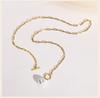 Mini Pearl Toggle Necklace for Women, Pearls Pendant, Stainless Steel Paperclip Chain Bridesmaid Gift