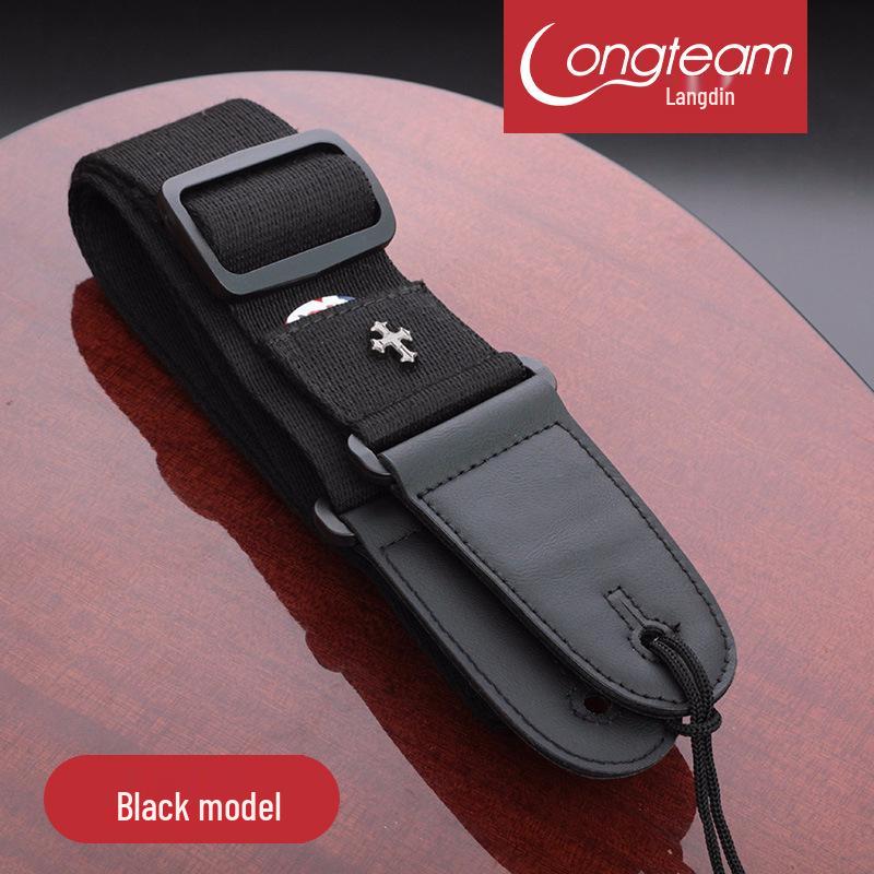 

Cotton Folk Acoustic Guitar Strap with Pick Holder - Musical Instrument Accessories for Electric Guitar & Bass чорний