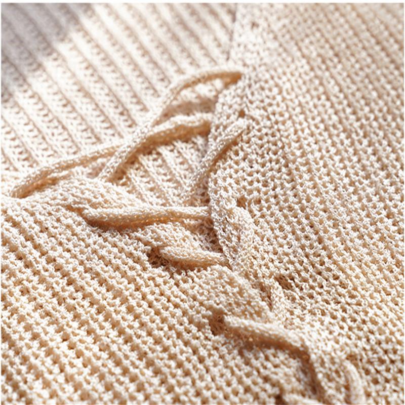 Neue Khaki Stricken Bikini Cover Up Sexy V-ausschnitt Stricken Hohl Weben Spitze-Up Weste Dünnes Kleid Sommer frauen bademode Cover Up Q1036