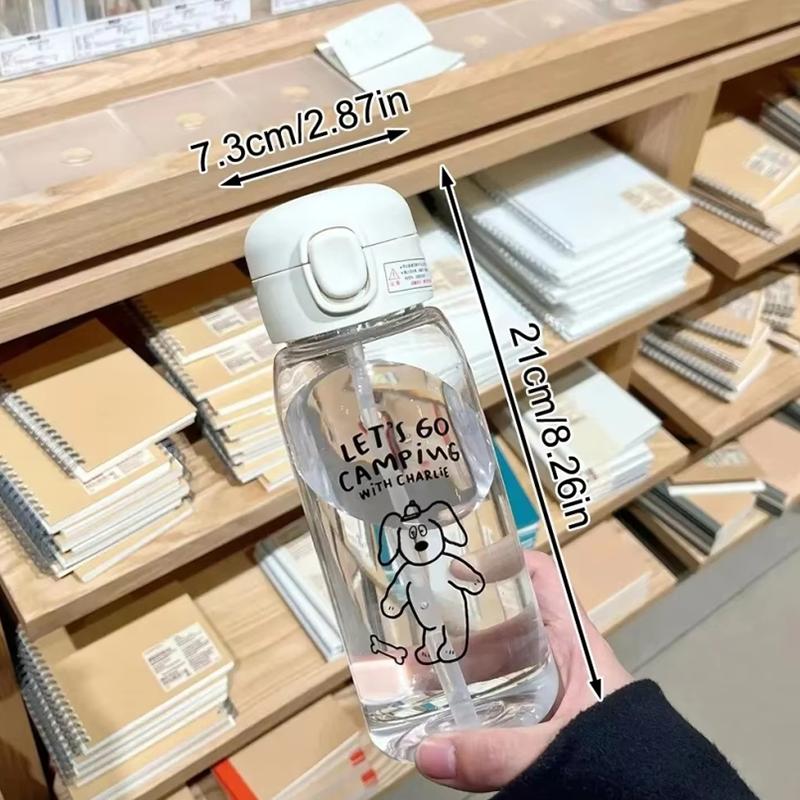 Plastic Water Bottle Water Cup With Straw Simple Large Capacity Portable Drop Resistant And Portable Cup Cartoon Ice Suction Cup