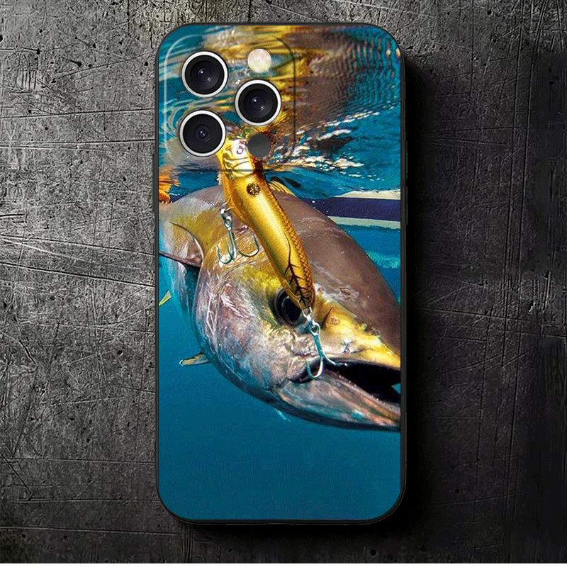 

Hunting Fishing Man Soft Phone Case for iPhone 16 16E 17 Air 15 Pro Max 14 Plus 13 Mini 11 12 7 Black Cover Back Shell iPhone 17 Pro