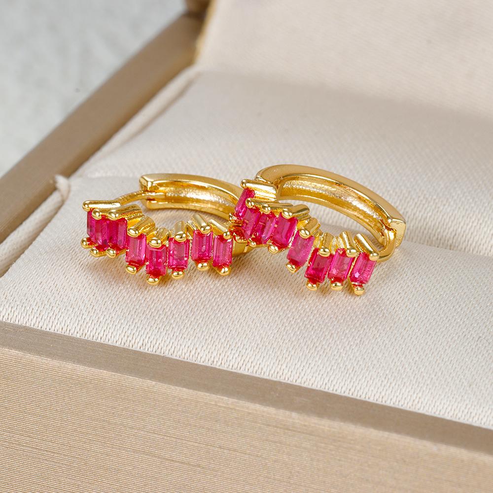 Trendy Gold Plated Round Huggie Hoop Earrings for Women Stainless Steel Colorful Zirocn Piercing Earrings  Fashion Jewelry