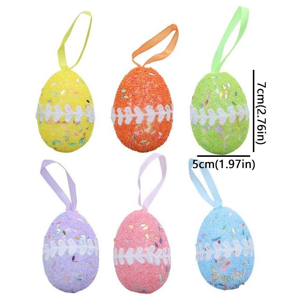 6Pcs DIY Craft Fake Easter Eggs Colorful Eggs Hanging Ornaments  Easter Party
