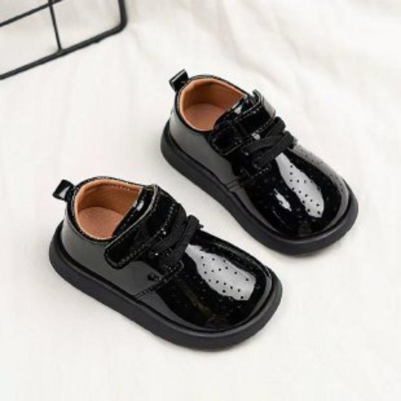 Kids Black Patent Leather Hook And Loop Casual Dress Shoes 15 чёрный