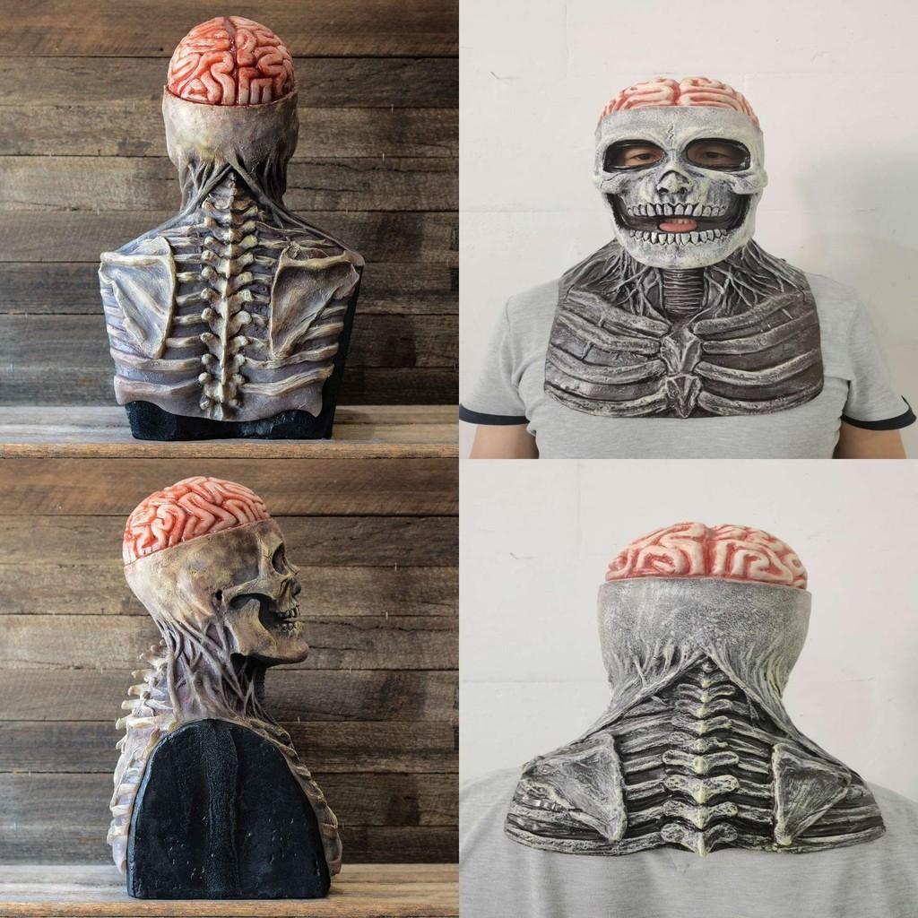 Creepy Skeleton Biochemical Mask For Halloween Festivities Full Cover Silicone Head With Hat