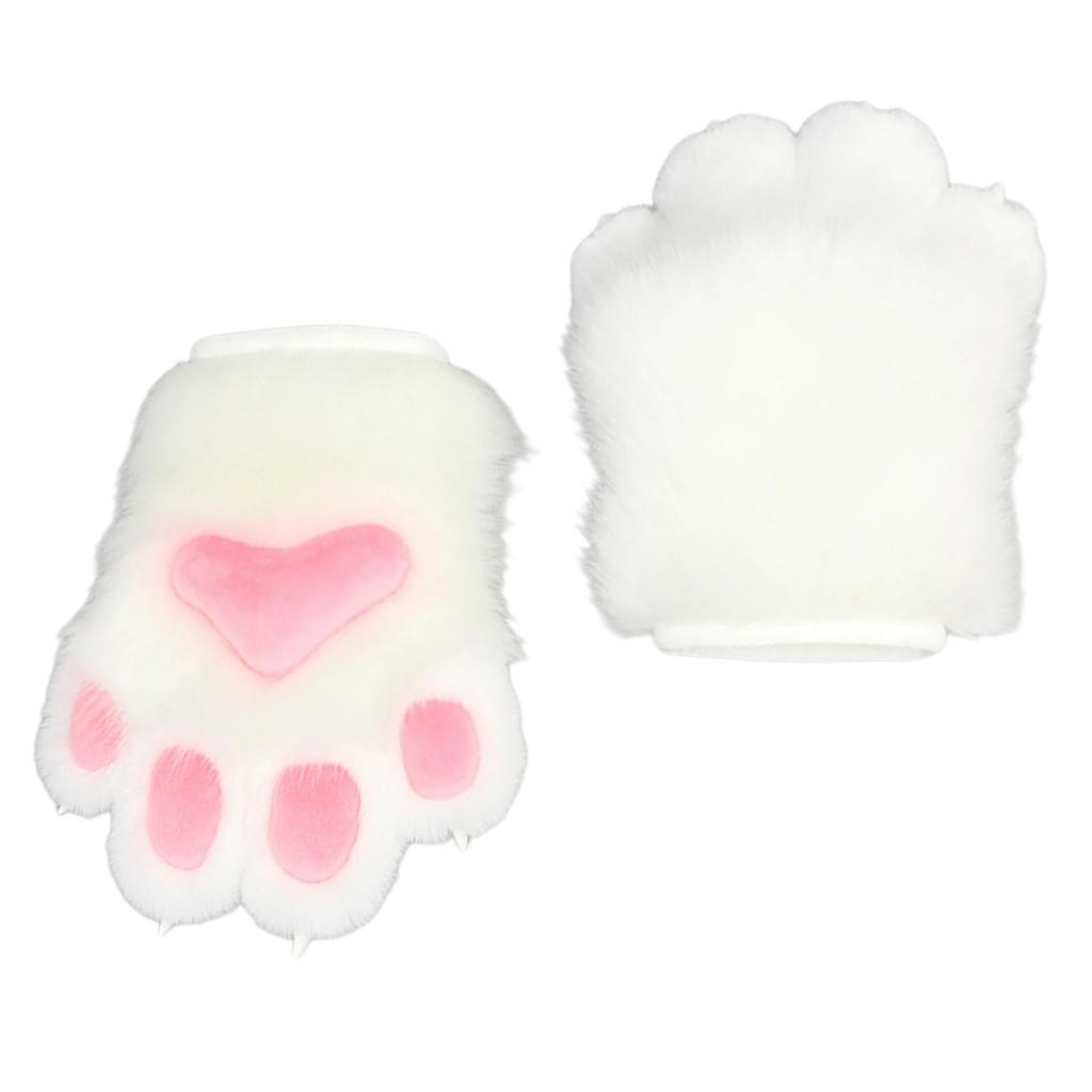 Anime Cats Paws Gloves Furry Plush Beast Paws Gloves for Girl Women Halloween Party Costume Handwear Cosplay Accessories