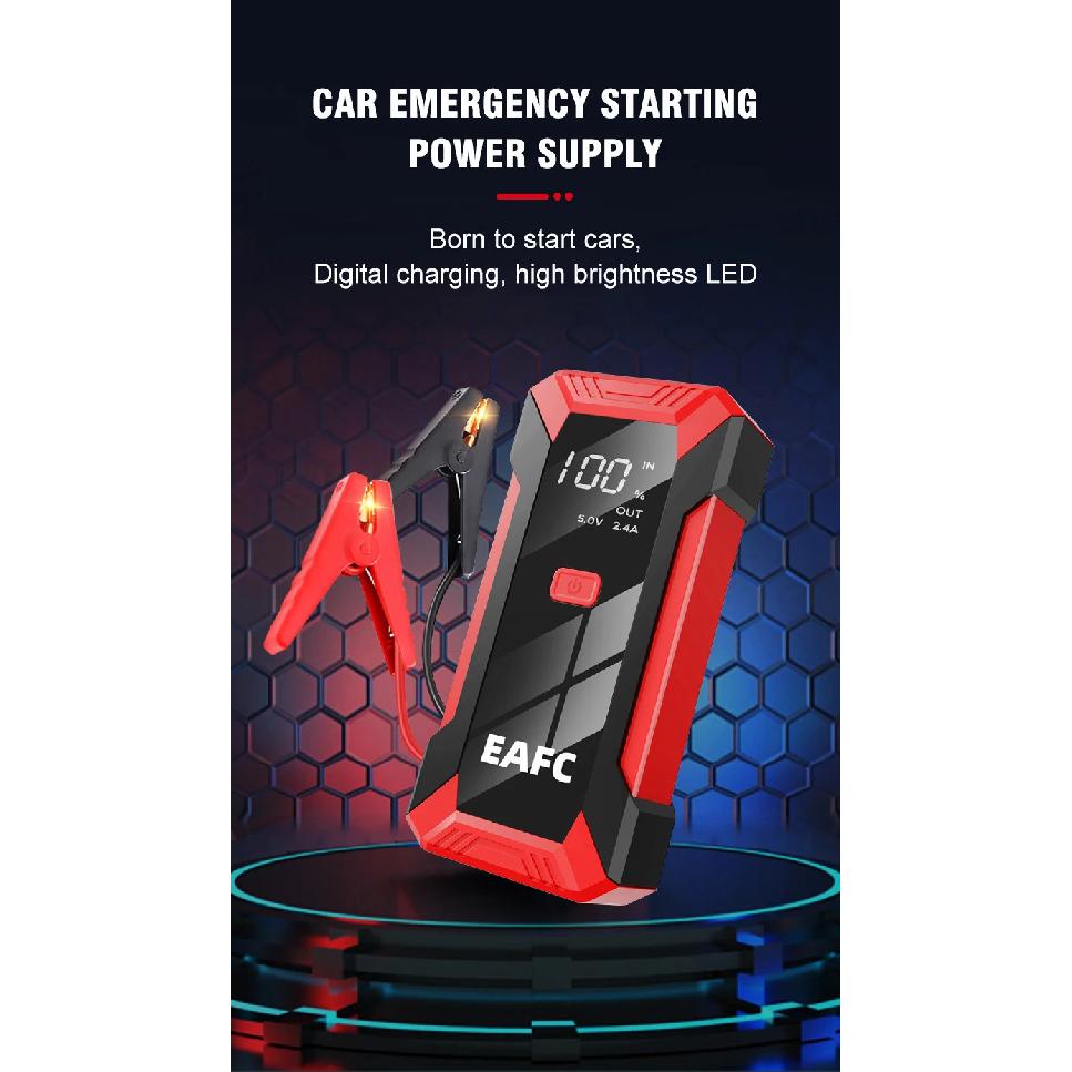EAFC 2000A/600A Car Jump Starter Power Bank Portable Starting Device Lighting 12V Petrol Diesel Car Booster With Smart Clip