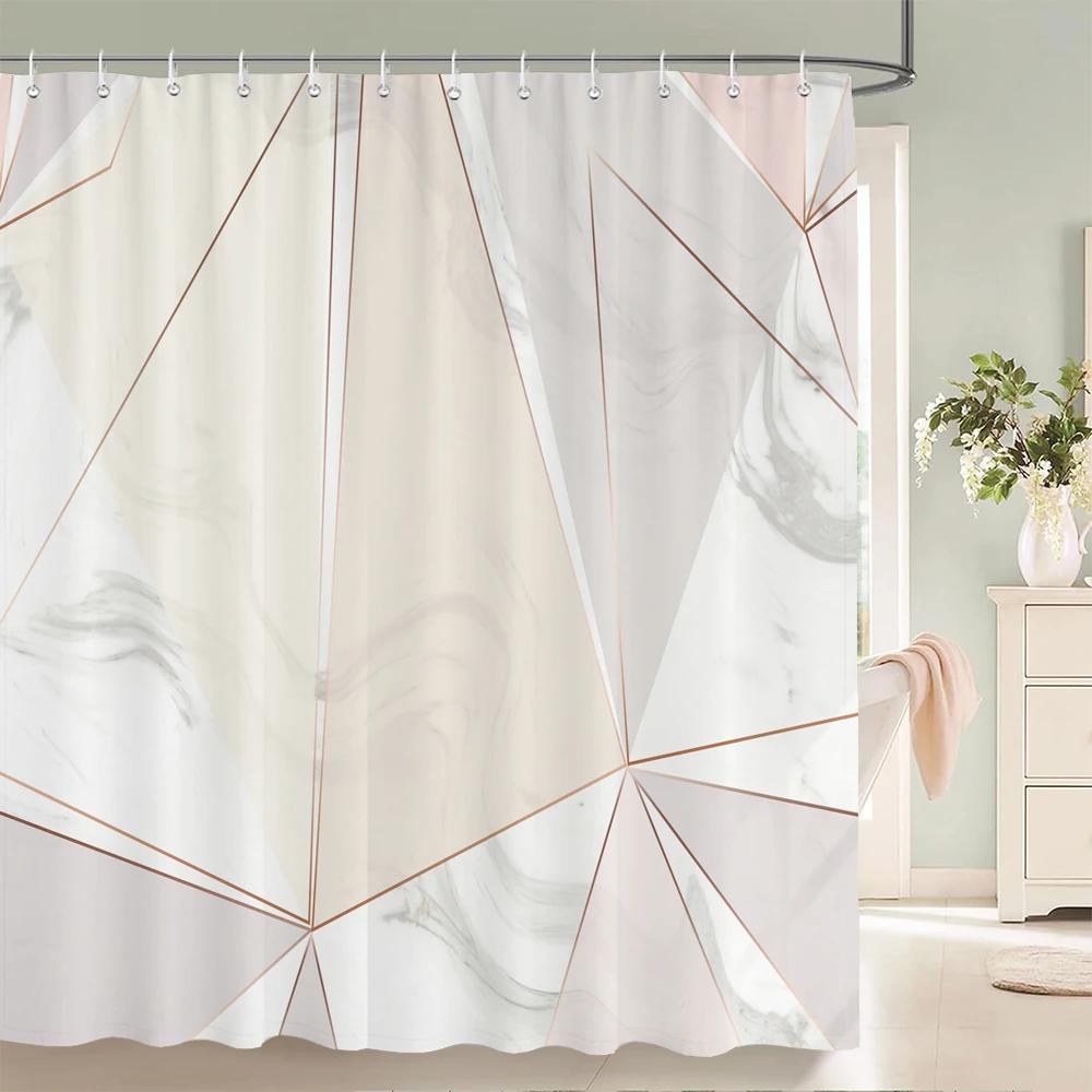 Modern Art Style Marble Printing Shower Curtain Waterproof Polyester Fabric Bathroom Curtains Geometric Pattern Decor Curtains