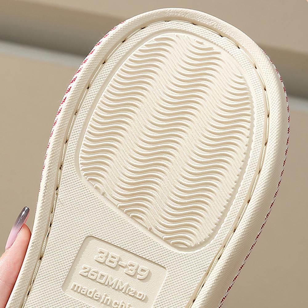 Warm Plush Cotton Slippers for Home Indoor Non-slip Linen Flats Spring and Autumn Couple House Slides