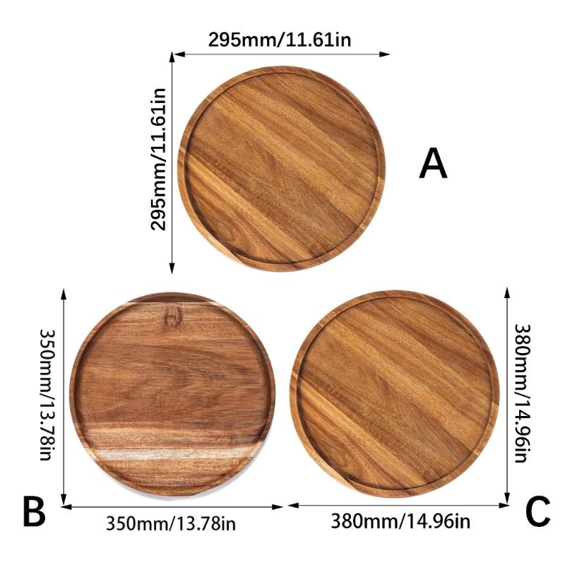 Grande Vassoio da Portata Rotondo in Legno Perfetto per Pasti Tè e Spuntini Texture Naturale Piatto Circolare per Cibo