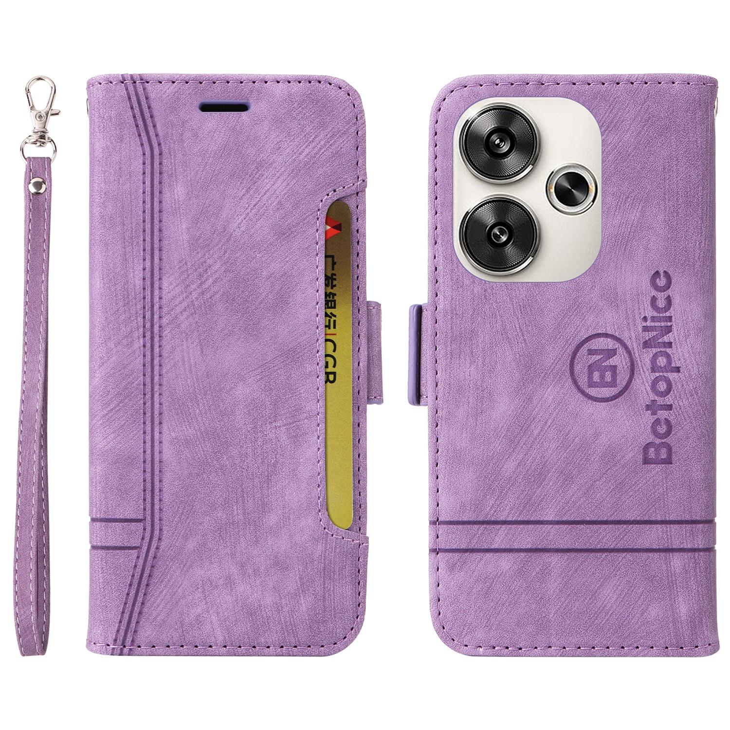 

BETOPNICE 001 for Xiaomi Redmi Turbo 3 5G/Poco F6 5G Case Handbag Leather Flip Phone Cover Purple