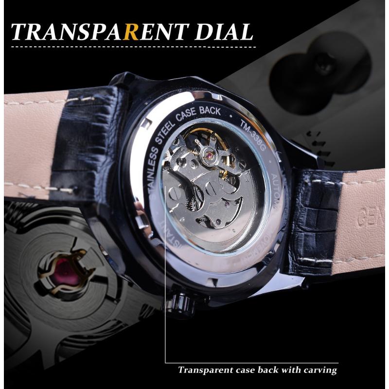 WINNER Men's Fashion Casual Hollow Out Mechanical Movement Waterproof Automatic Mechanical Watch