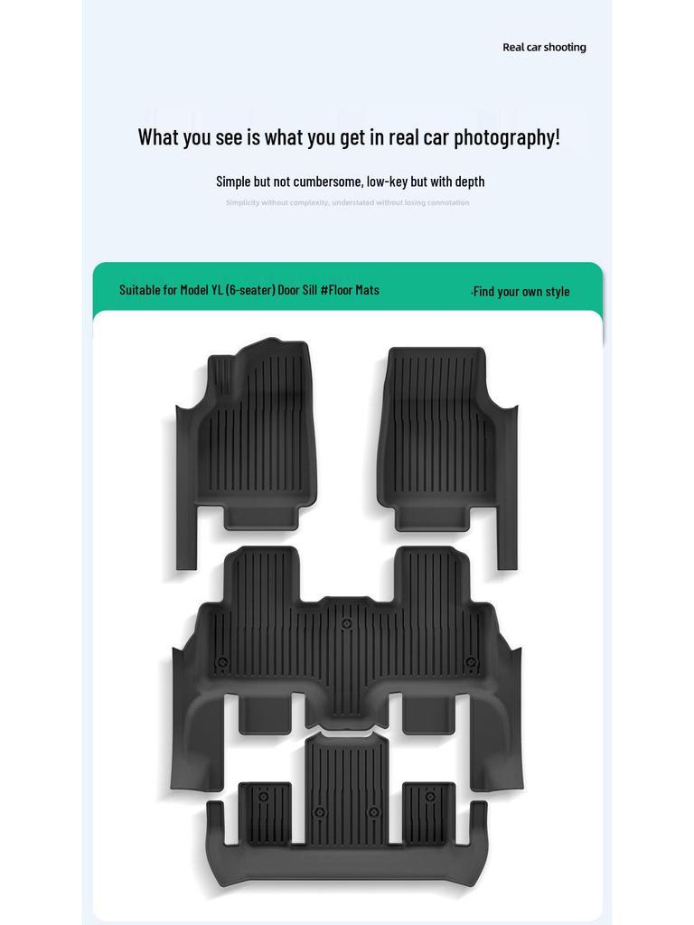 Tesla Model YL TPE Floor Mats with Full Coverage & Threshold Protection