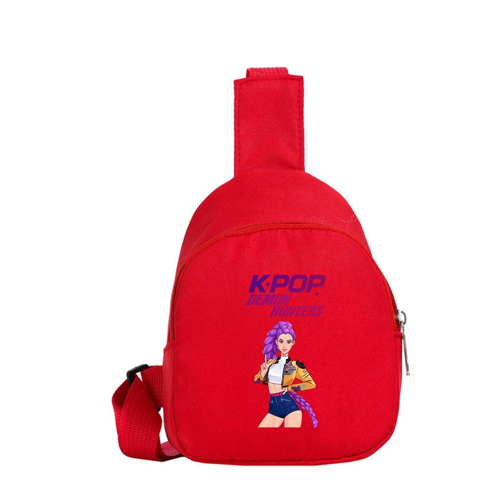 Anime Cartoon K-Pop Demon Hunters Printed Kawaii Chest Pack for Boy Girl Shoulder Bag Student Portable Crossbody Pouch Kid Gift